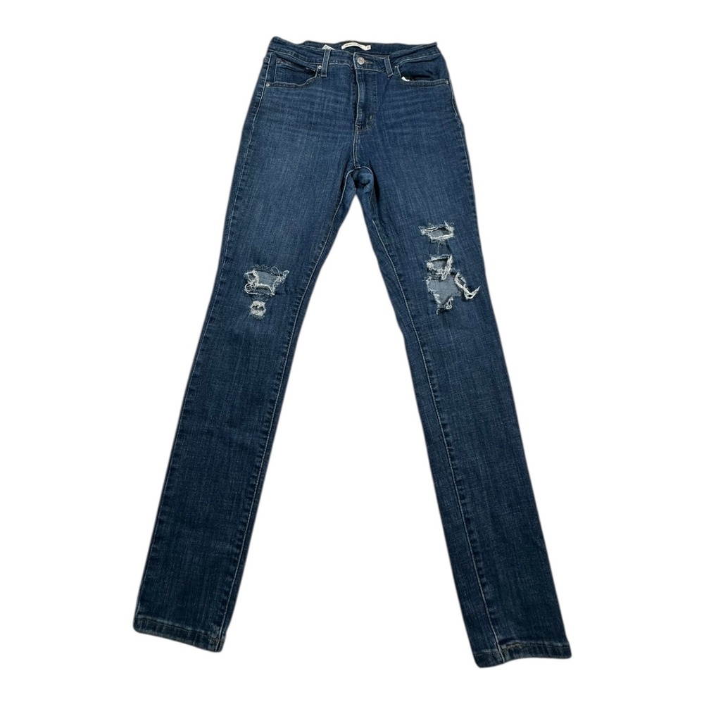Levi Strauss Co 721 High Rise Skinny Jeans Dark Wash‎ Distressed Size 31W X 30L